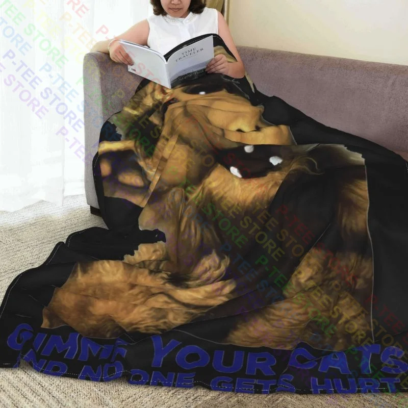 Alf Gimme Your Cats Funny Birthday Blanket Luxury Flannel Coral Fleece Bedding Travel Camping Blanket