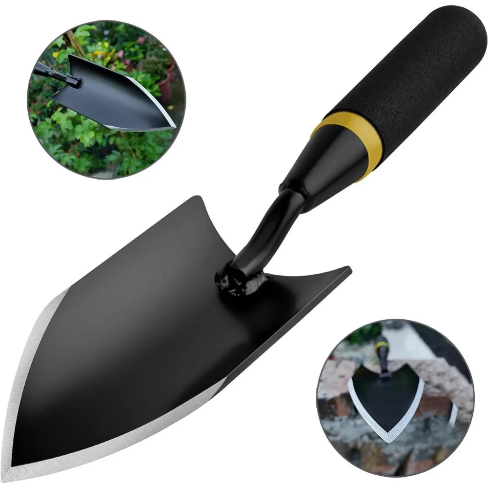 Heavy-Duty Manganese Steel Garden Shovel - Unbendable Garden Trowel with Ergonomic Rubber Handle, Super Hard Soil Digging Tool
