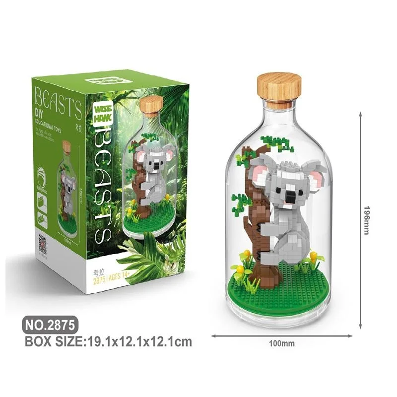 Assembly Mini Blocks Animal Tiger Lion Bear Insect Bricks Decompress Toys Girl Gifts Christmas Present Pet Shop Wise Hawk