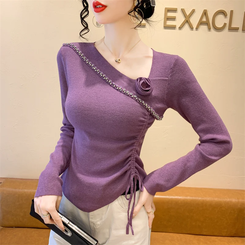 

Женский осенне-зимний вязаный свитер, пуловер с нерегулярной талией, топы, повседневная блузка-туника