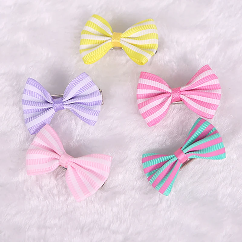 10PCS Color Random Dog Kitten Puppy Cute Pet Grooming Floral Solid Cotton Bow Flower Hairpins Butterfly Hair Clips Hair Barrette