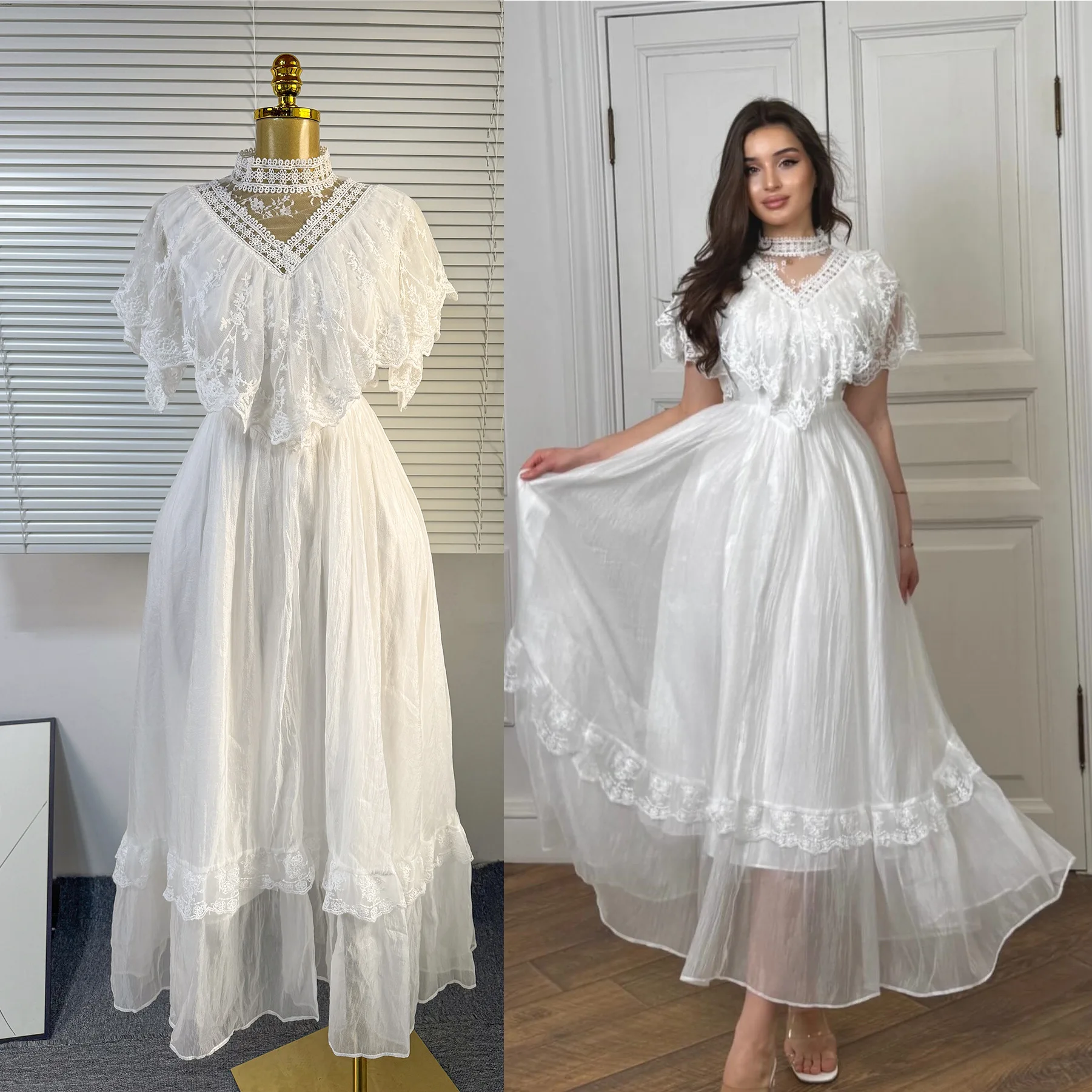 

Long Dress Women Dresses A Line Party Night Vestidos Lace Sleeveless Elegant Splice Y2k Streetwear High Waist Slim Fit 2025