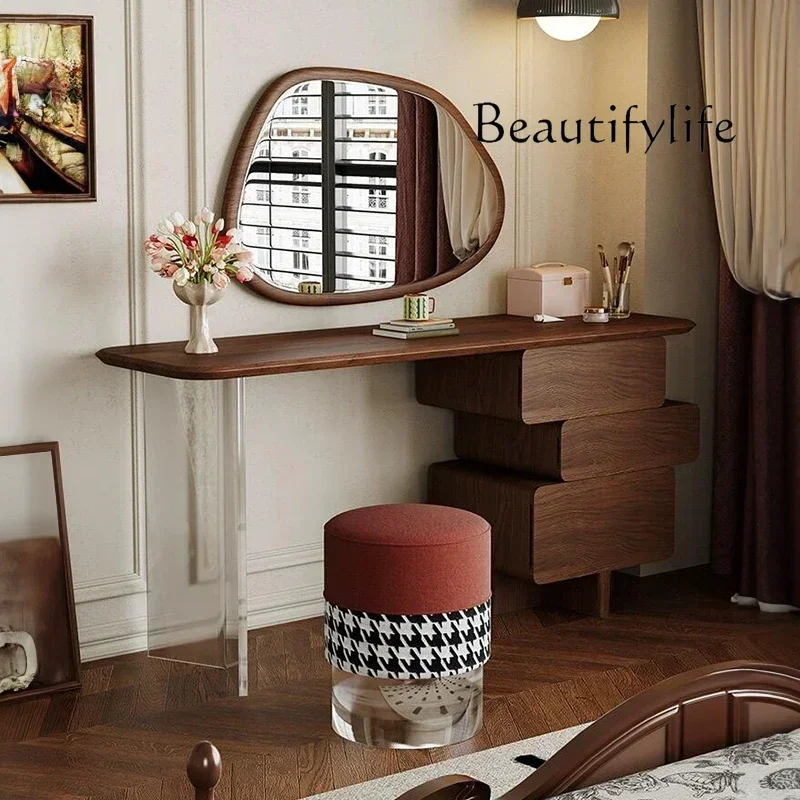 

retractable makeup table integrated French solid wood antique dresser bedroom minimalist