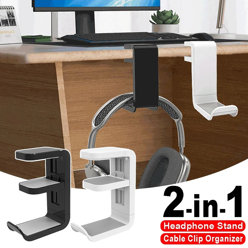 No Punch Table Clip Hook Headphone Holder 360 Degree Rotating Gaming Earphones Holder Storage Hanging For Bose,Sony,AirPods Max