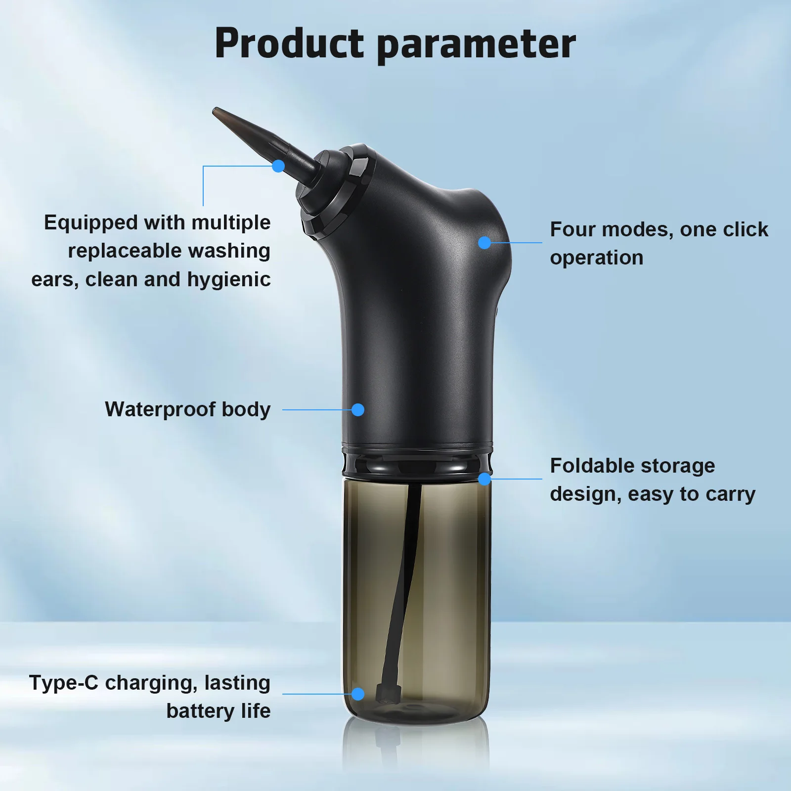 

1 Set Electric Cleaner Rechargeable Wax Removal Tool Multiple Modes Replaceable Heads Cleaning Kit Ear Flusher Ear Irrigator
