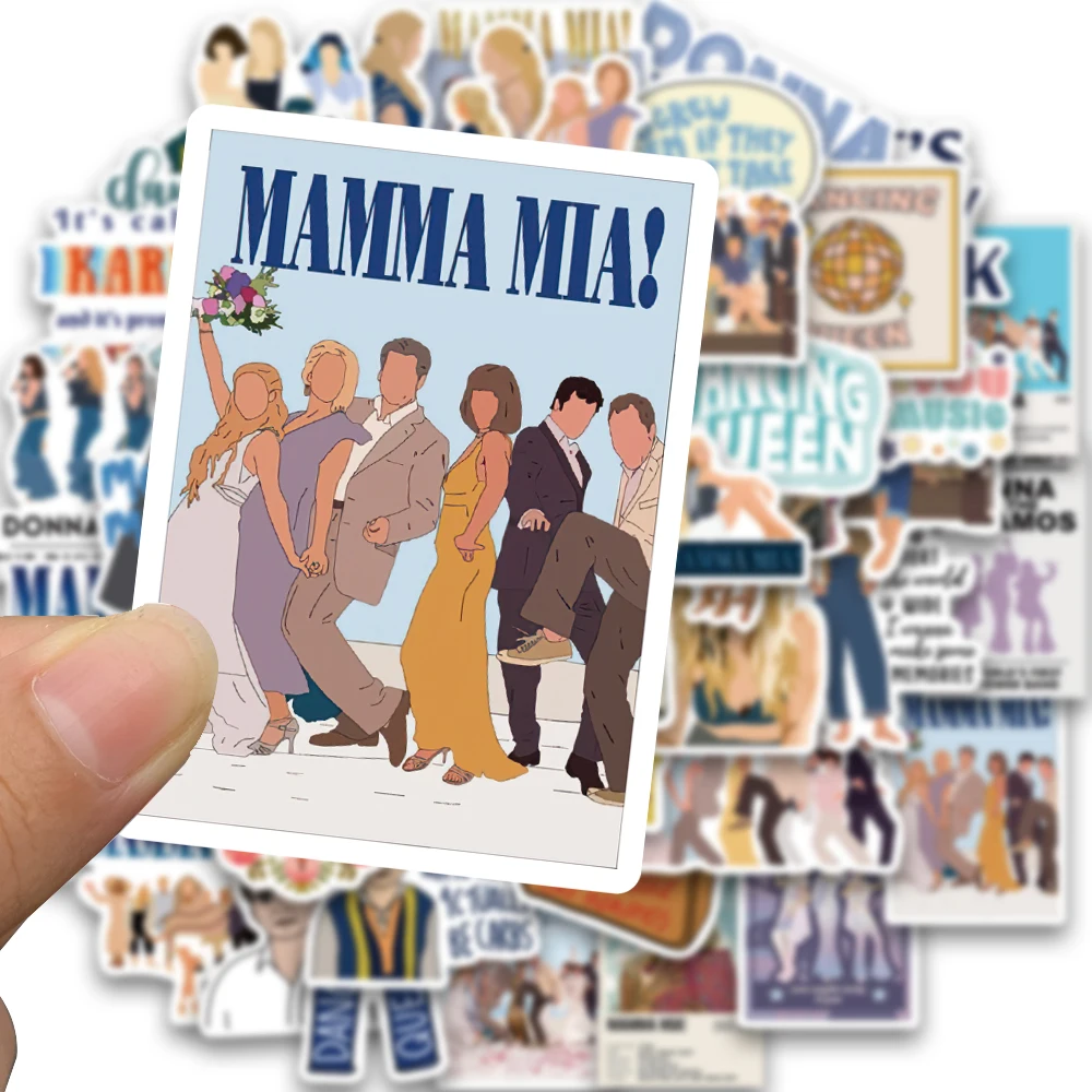 50PCS Mamma Mia Print Stickers Vintage Paper Graffiti Luggage Laptop Motorcycle Cafe Decoration Waterproof Car Kid Toy