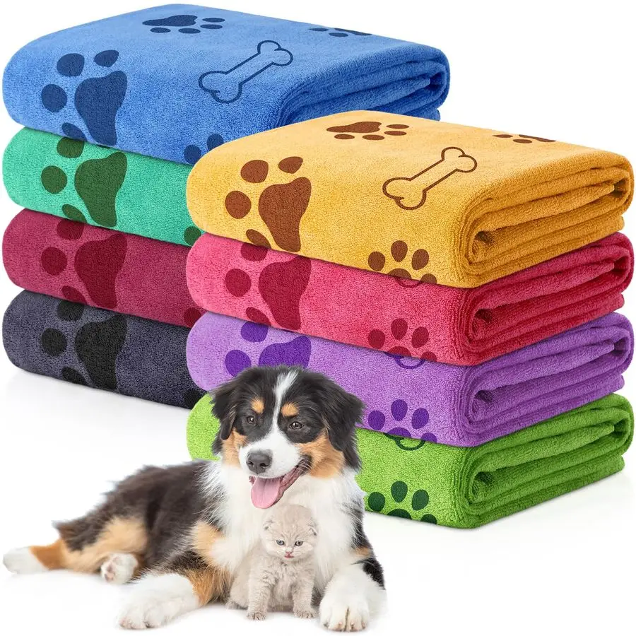 

8 Pcs Dog Towels for Drying Dogs Cats Pet Towels Bulk Puppy Microfiber Quick Drying Paw Bath Bathing Supplies Absorbent for Medi