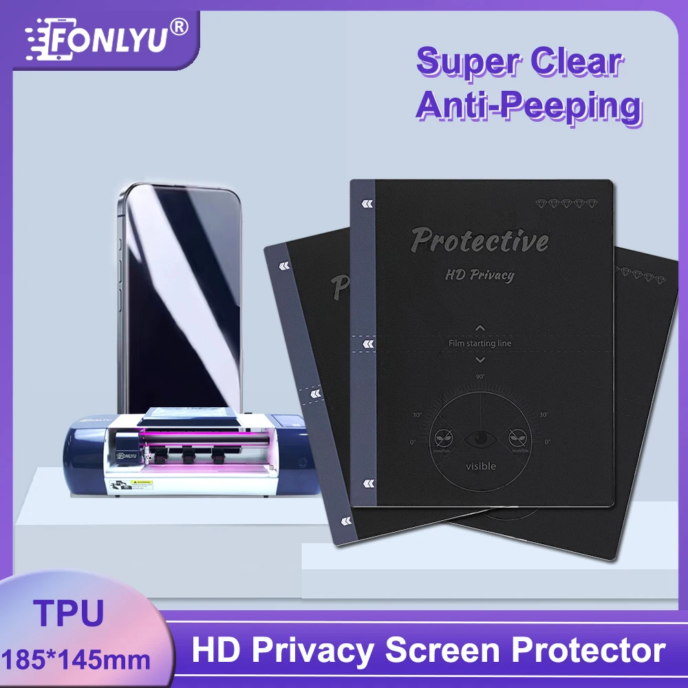 

FONLYU HD Clear Anti-peep Screen Protector Privacy Hydrogel Film for Cutting Machine Anti-shocking Movies Sheet for Mobile Phone