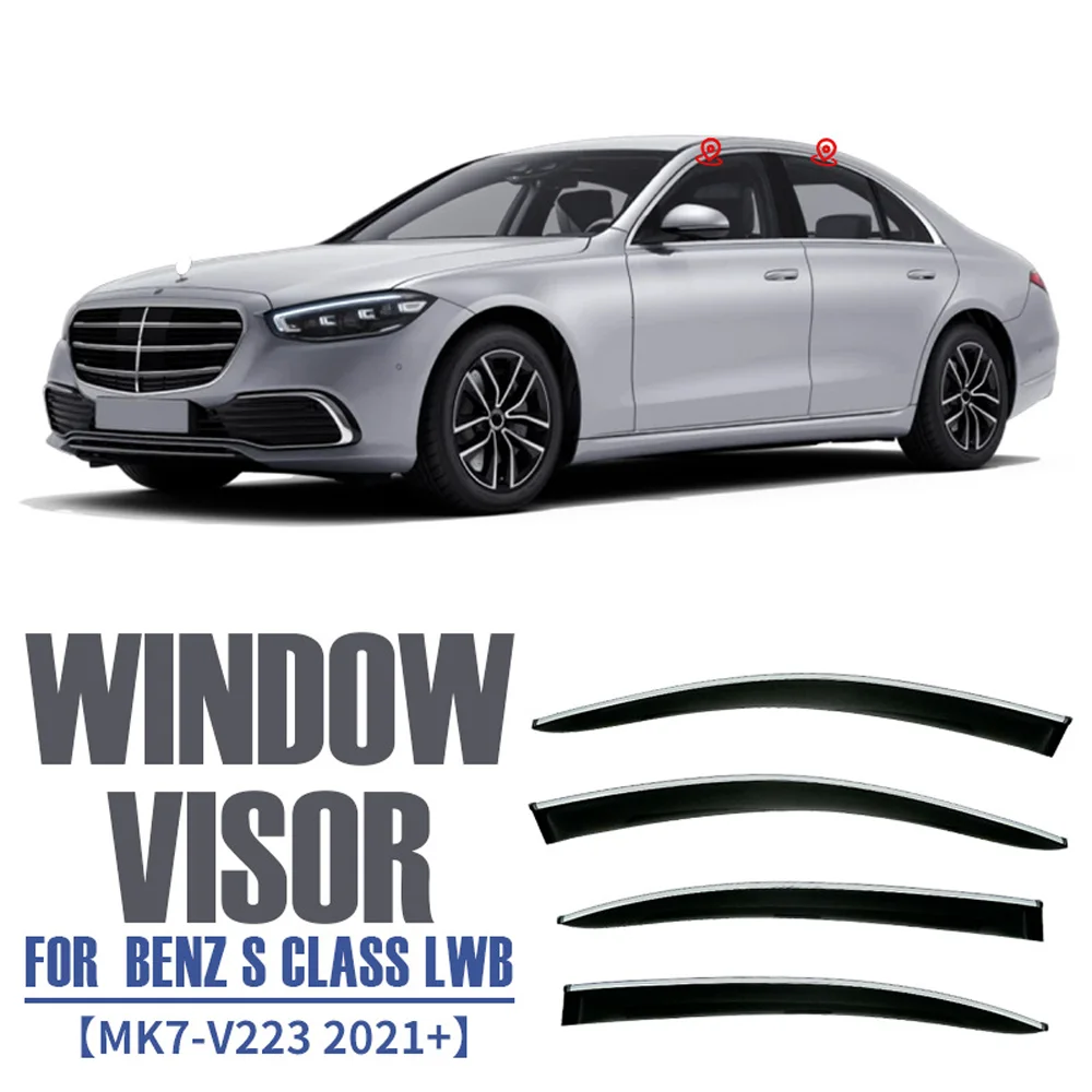 

Chrome Strips Rain Guards for MERCEDES-BENZ S-CLASS L V223 2021-2024 LWB Window Visor Wind Deflectors Door Visor Vent Shades