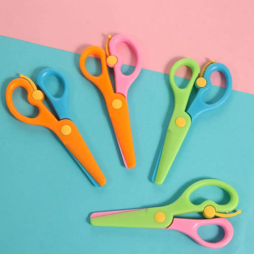 

Kindergarten Stationery Shear Album DIY Tool Scrapbook Photo Round Head Scissors Paper Cutting Art Scissors Plastic Scissors