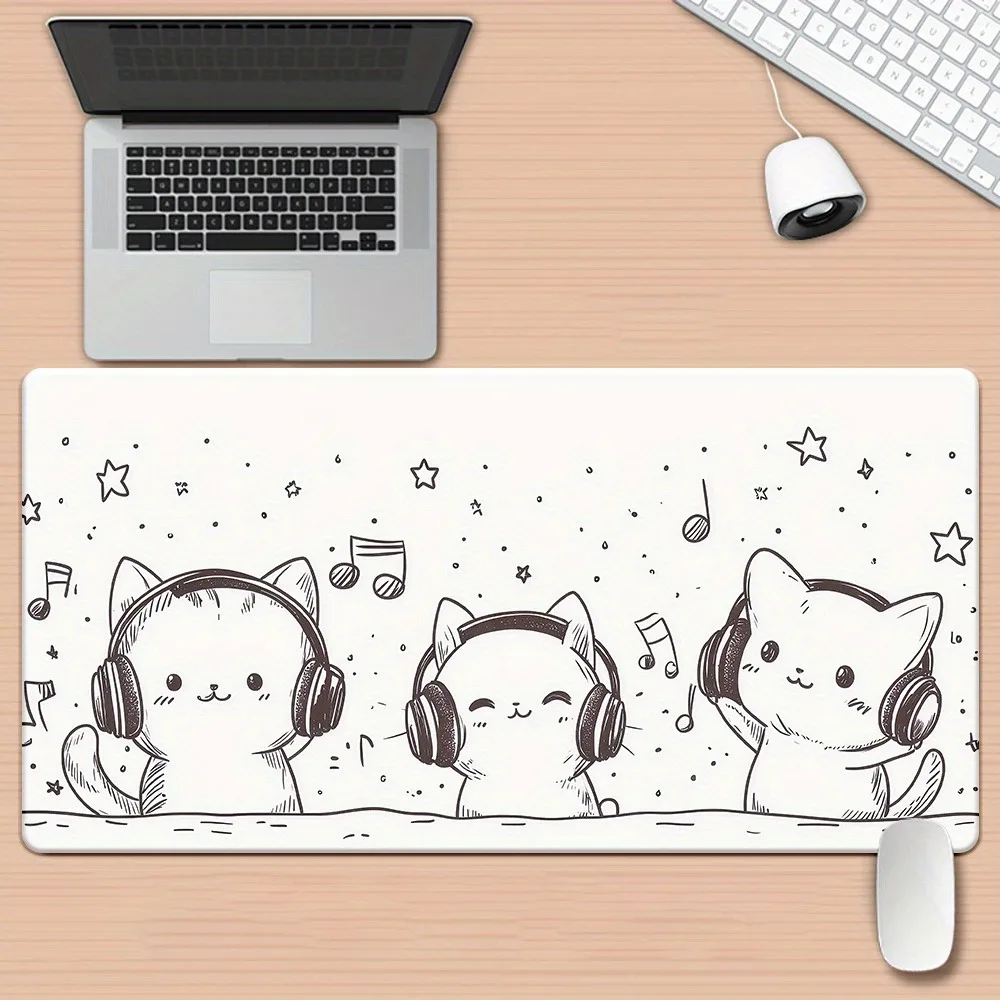 Design d'illustration de chat mignon et adorable, avec base antidérapante, organiseurs de bureau et plateaux, tapis de souris, accessoires PC