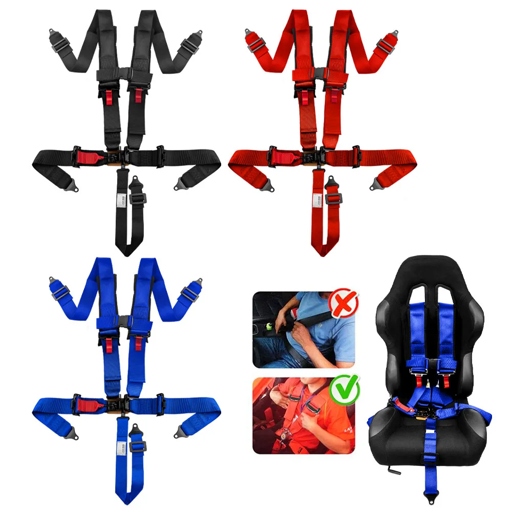 3Inch Universal Car Racing Seat Belt Harness 5 Points Latch Lock Quick Release Racing Seat Belt Safety Belt With Shoulder Pads