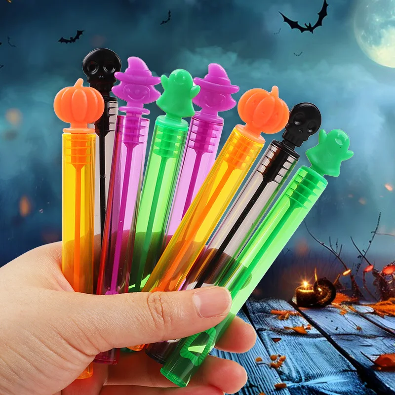 12/24 Stücke Halloween Leere Blase Seifenflaschen Rohr Schädel Geist Kürbis Blase Zauberstäbe Halloween Party Süßes oder Saures Gefälligkeiten Dekor – Detail 4