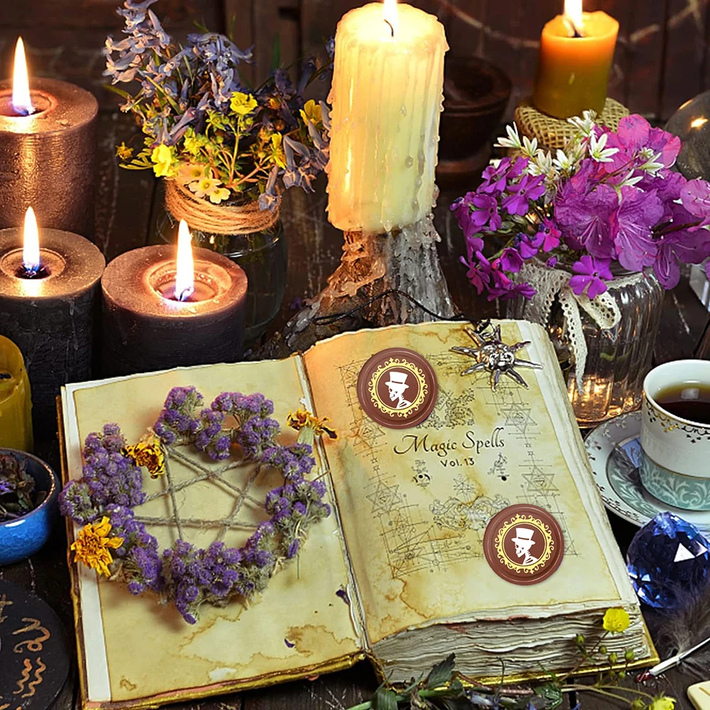 رأس ختم شمع لمظاريف الدعوات ، ديكور طرد الهدايا ، وجه شبح وردي ، جمجمة ، تروس قبعة ، عين ، سيف ، نسر ، قمر ، فطر