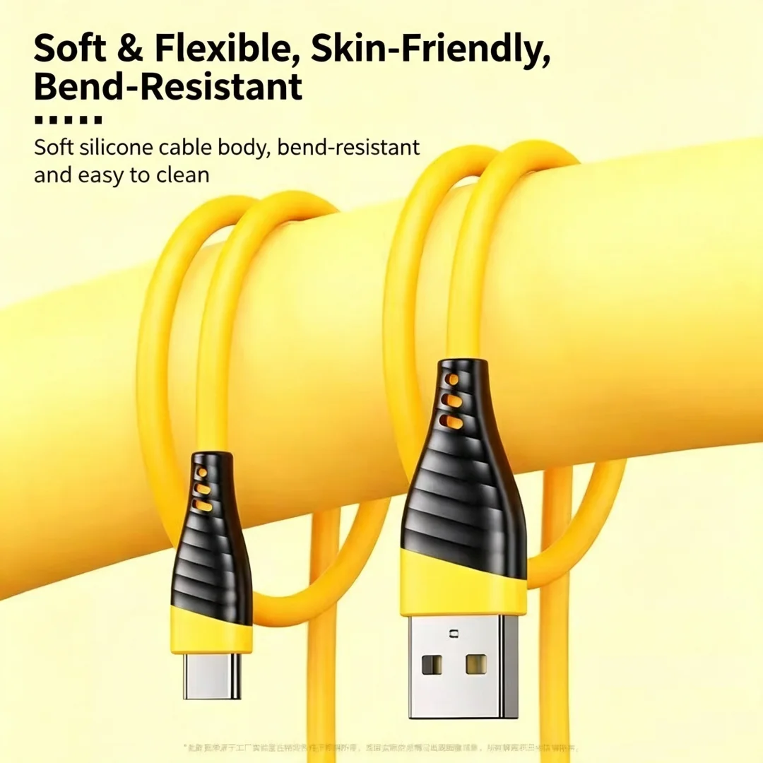 120W Super Fast Charging USB Type C Cable Soft Rubber Anti-break Charging Cord 1M 1.5M 2M High Current Quick Charge Wire