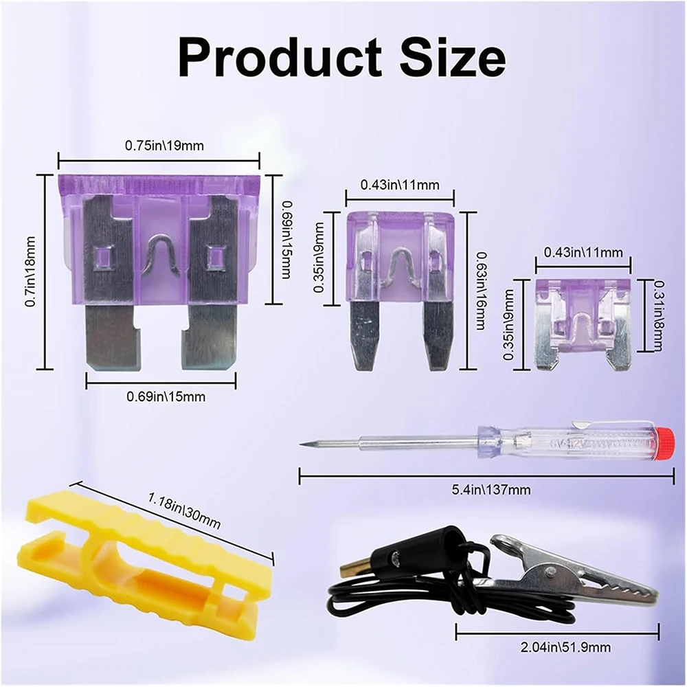 234-teiliges Sicherungs-Sortiment, Flachsicherungen Standard & Mini & Low Profile Mini 2A-40A, mit Sicherungstester und 2 Sicherungsausziehern – Detail 3
