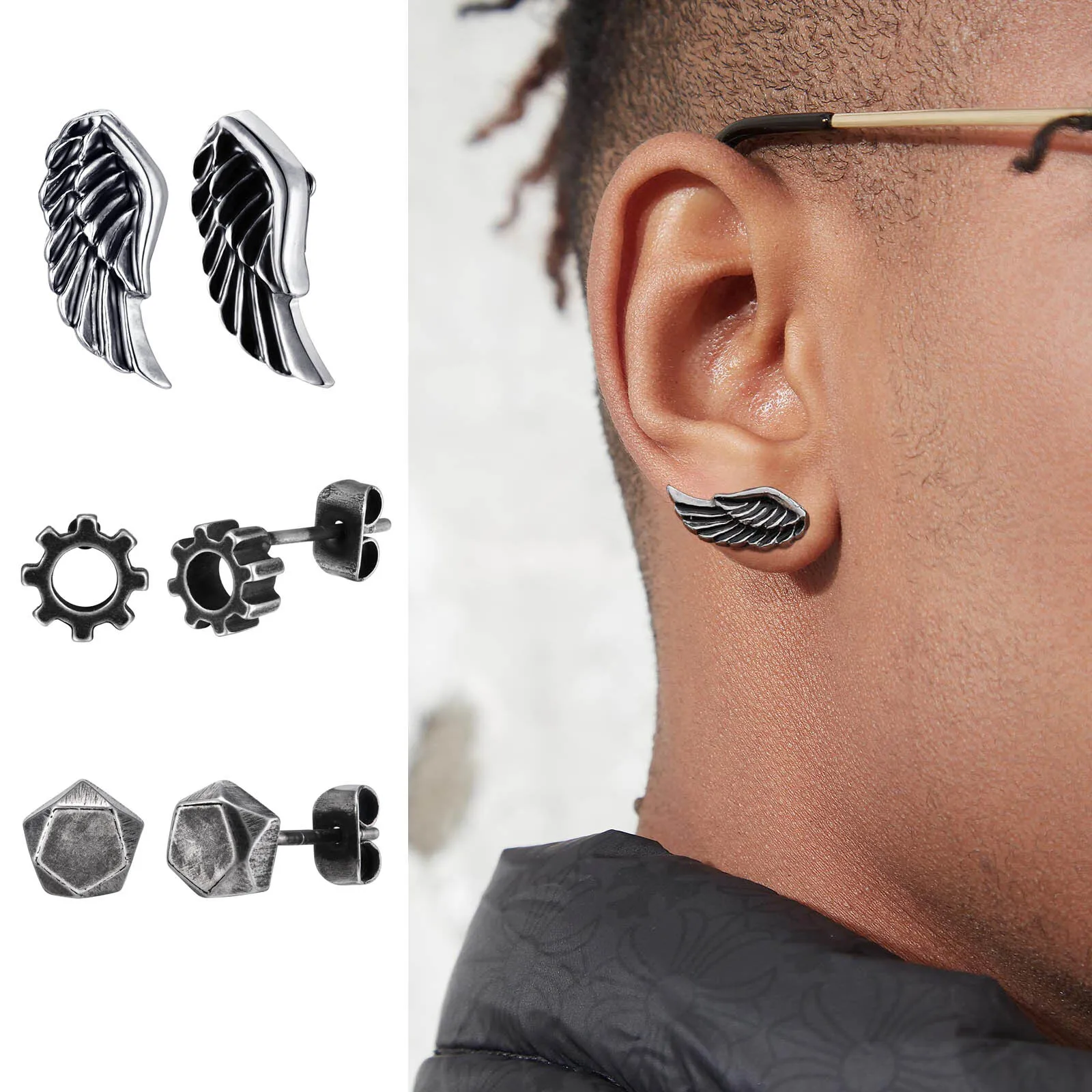 Retro Grey Stud Ear…