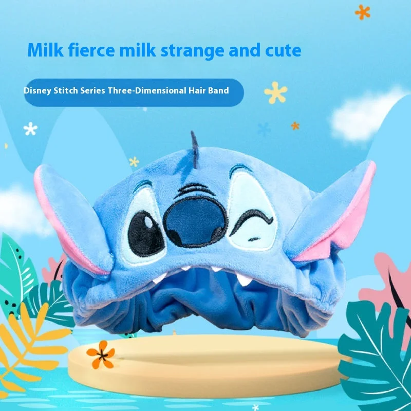 Miniso Disney Stitching Cartoon Cute Water Absorbent Fast Coral Velvet Quick Drying Facial Cleanser Anti Slip 3d Headband