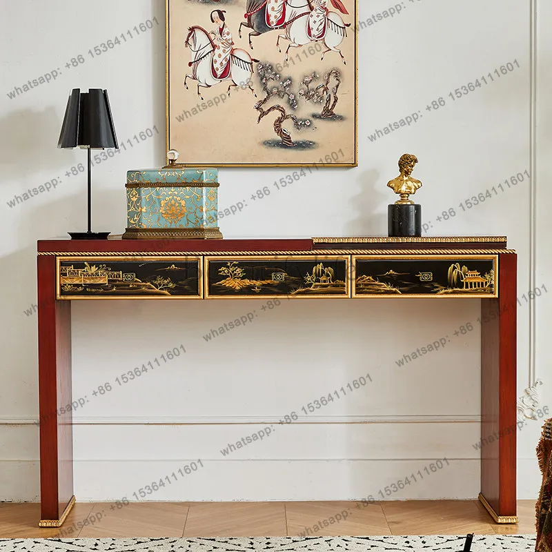 FG Chinese-style British style full solid wood vintage table table used vintage main console narrow table