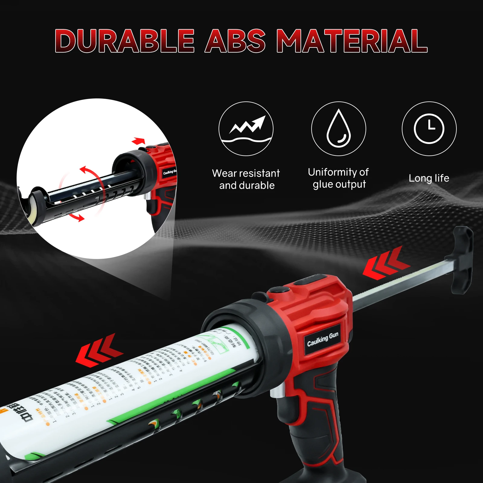 Cordless Caulking Gun for Makita 18V Battery with LED Light 4 Adjustable Speed Adhesive Gun 10oz/300ml Silicone Gun (No Battery)