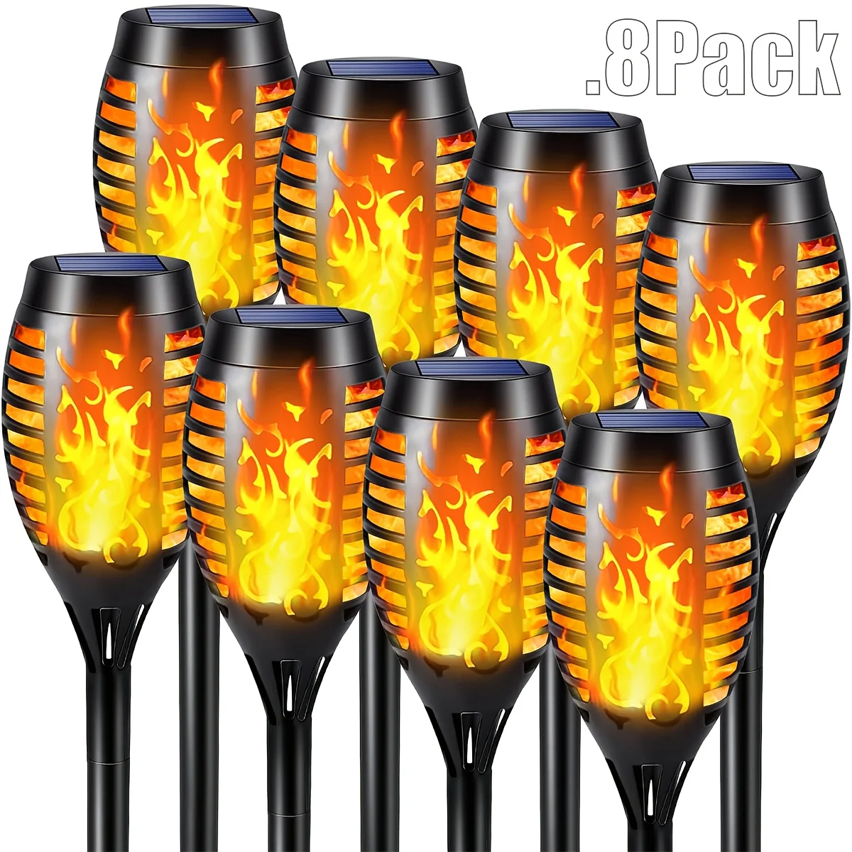 

8pcs, Solar Lights, Flame Lights, Landscape Lights, Waterproof, Suitable For Outdoor, Garden, Park, And Outdoor Gatherings.