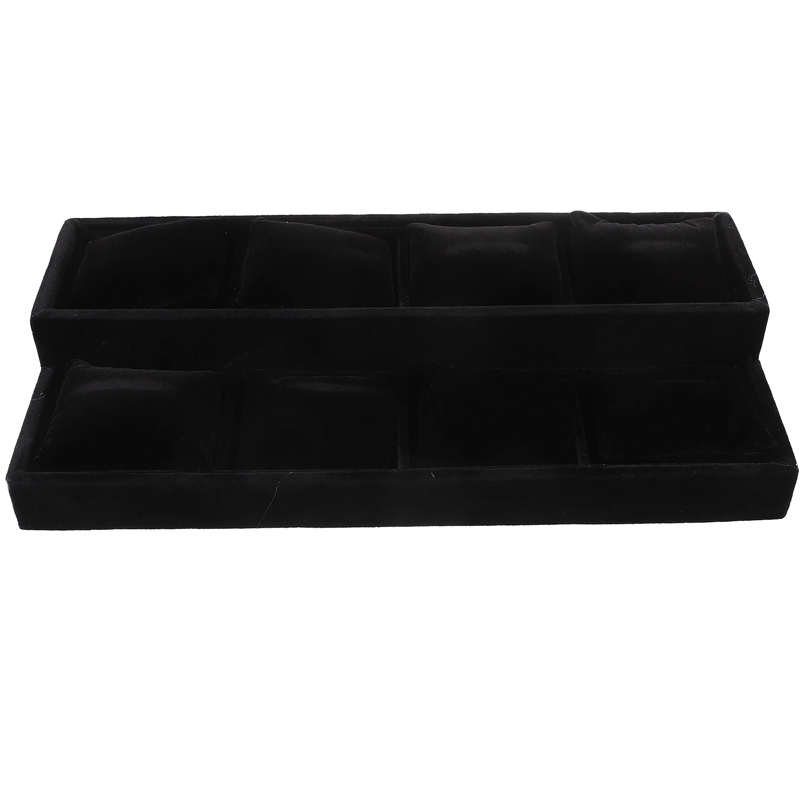 Watch Jewelry Storage Box 2 Layers Black Display Case for Bracelet Gift Desktop Trapezoidal Soft Protect Scratches Multi Layer
