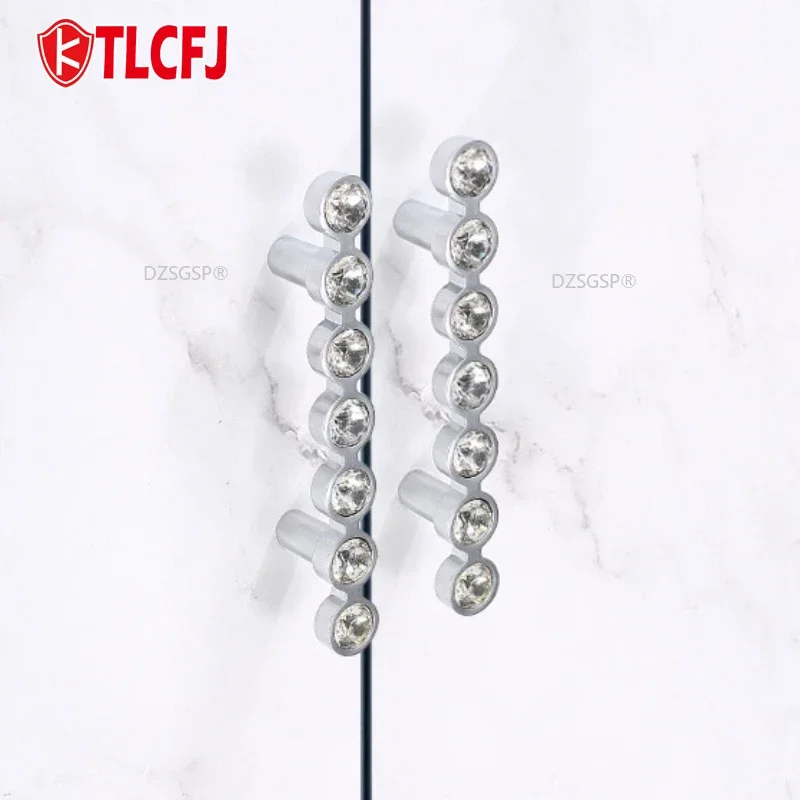 KTLCFJ Cabinet Pulls Crystal Knobs and HandlesCrystal Handle DrawerKnobsDrawerShoeCabinetCabinetDoorDiamondDoubleHole Handle