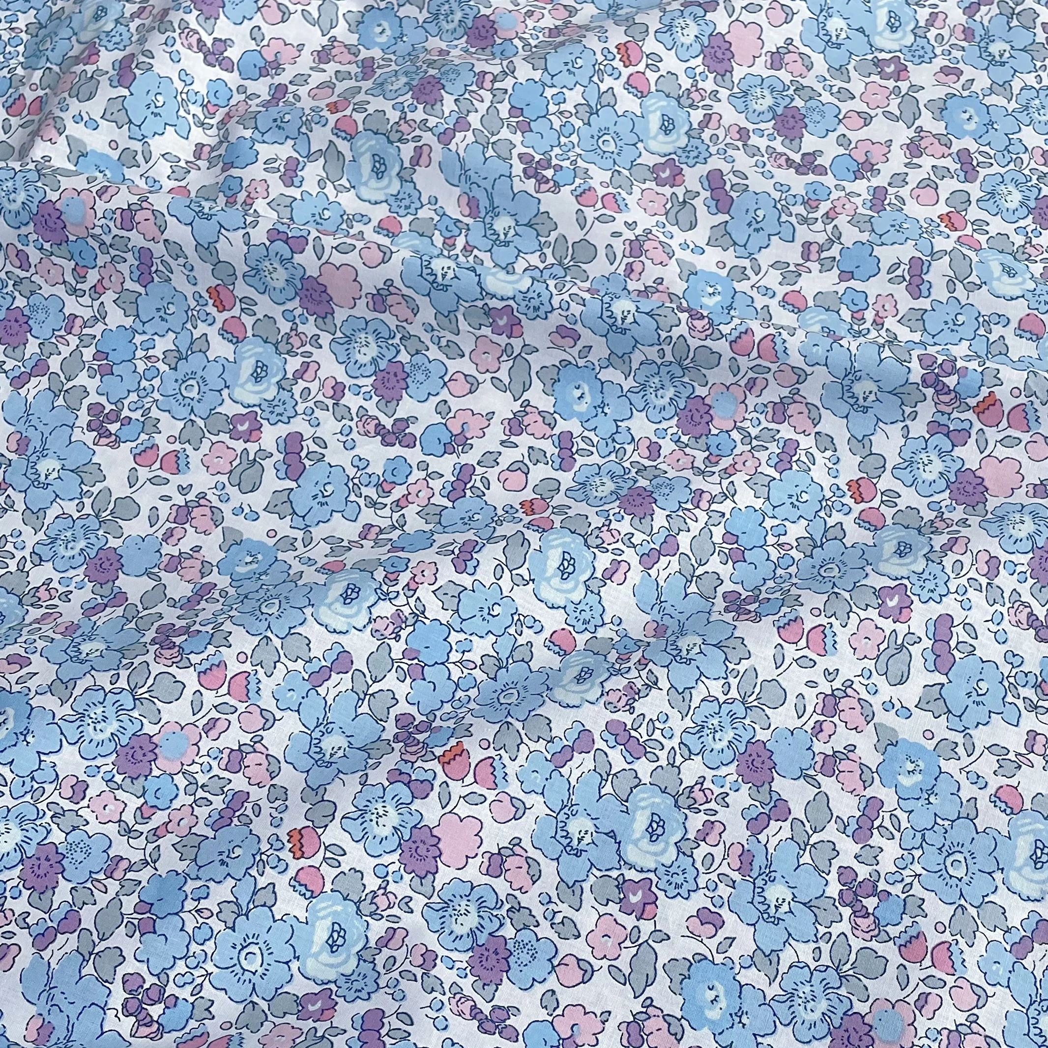 Betsy Blue 100% Cotton Poplin 60S Original Design Fabric Digital Printing for Sewing Cloth Dresses Skirt Kids Designer