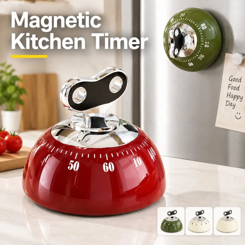 Magnetic Kitchen Timer Luxury Precise Countdown Timer Magnetic Adsorption for Desk Fridge Mechanical Timer for Cooking Baking