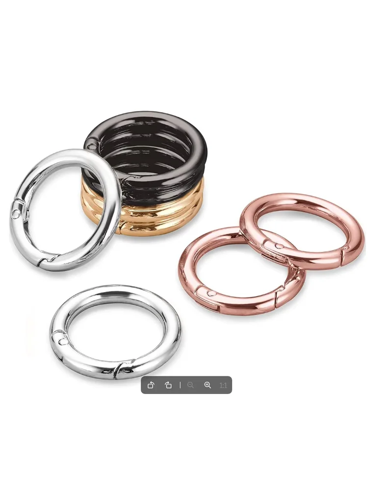 10 Pcs Metal Spring O Rings Clip Keychain Round Carabiner Clips Keyrings Snap Hook Buckle for Purse Shoulder Bag Lanyard Leather