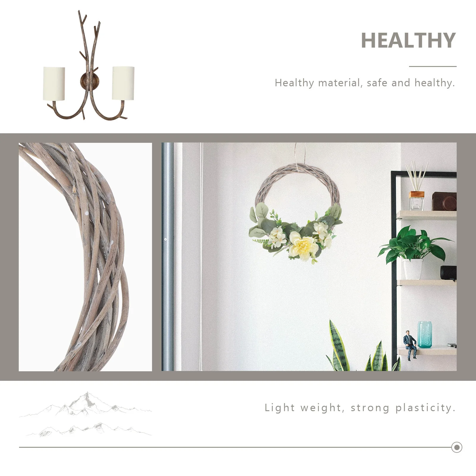 

2Pcs Rattan Wreath Circle DIY Christmas Woven Ring Xmas Garland Making Ring Home Decor Door Wall Hanging Ornament