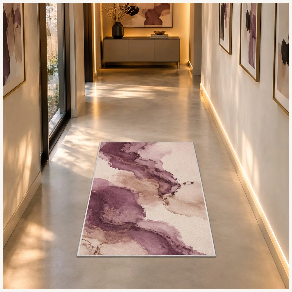 VIKAMA Abstract Ink Wash Door Mat, Quick Dry Non Slip Flannel Rug, Statement Floor Mat for Cloakroom, Hallway, Front Door