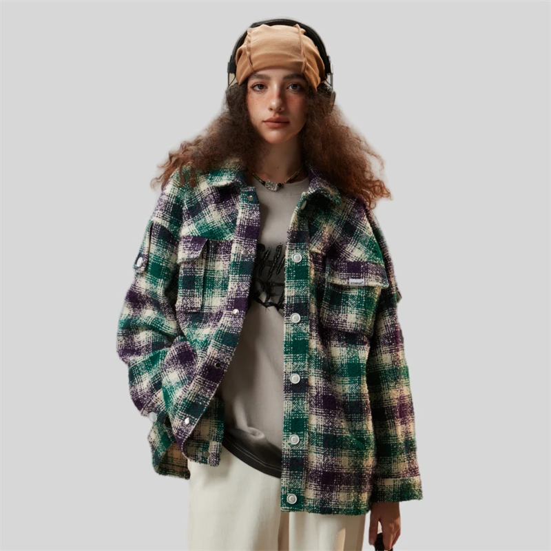 Women\'s Plaid Shirt Vintage Mens Designer Jacket Female Oversize for Women Rare 2023 Autumn Winter New In Woman External Clothes