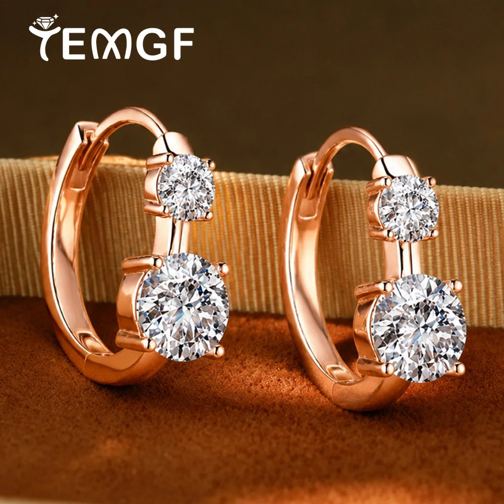 Two Stone 1.2cttw Full Moissanite Hoop Earrings for Women Round Cut Lab Diamond S925 Silver Ear Cuff Party Wedding Jewelry Gifts