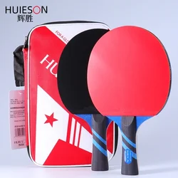 HUIESON-Professional 7 Star Carbon Table Tennis Paddle Racket Set, Espinhas em Borracha, 7 Camadas de Pingpong Bat com Saco, Jogos Indoor