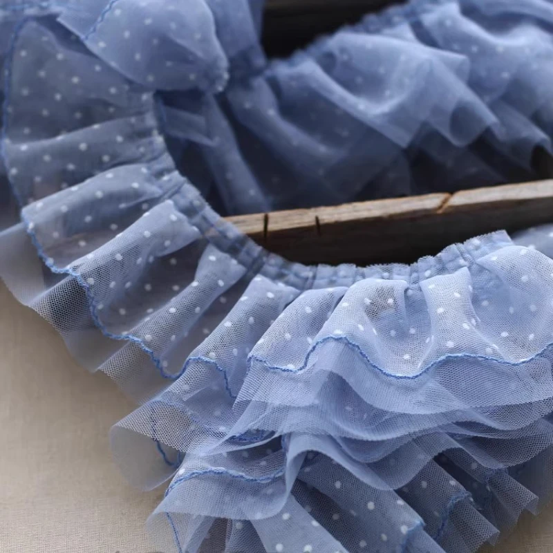 NEW Folds Ruffled Spotted Lace DIY Children's Dress Skirt Cuffs Hem Sewing Decoration Home Textile Pillow Storage Basket Trim