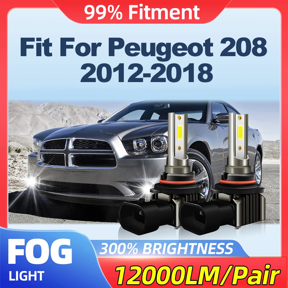 

Fit For Peugeot 208 2012-2014 2015 2016 2017 2018 200W Auto Fog Lamps 24000LM Fog Lights 6000K White 12V Canbus No Error
