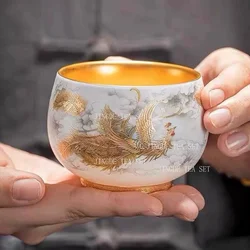 24k Green Dragon Tea Cup Chinese Dragon Gilt Tea Cup Creative Chinese Kung Fu Tea Set 160ml