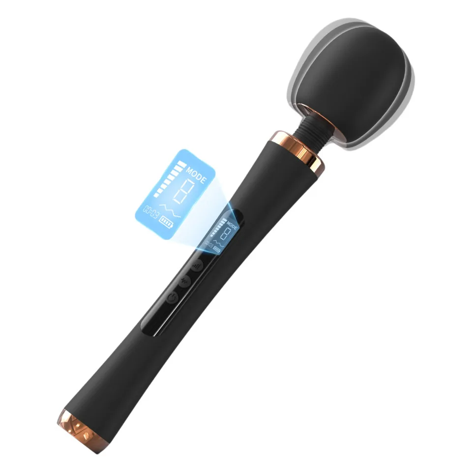 Luxury LCD Display Large Wand Vibrator Medical Silicone Powerful Massager Quiet Strong Clitoral Stimulator Women Adult Sex Toys