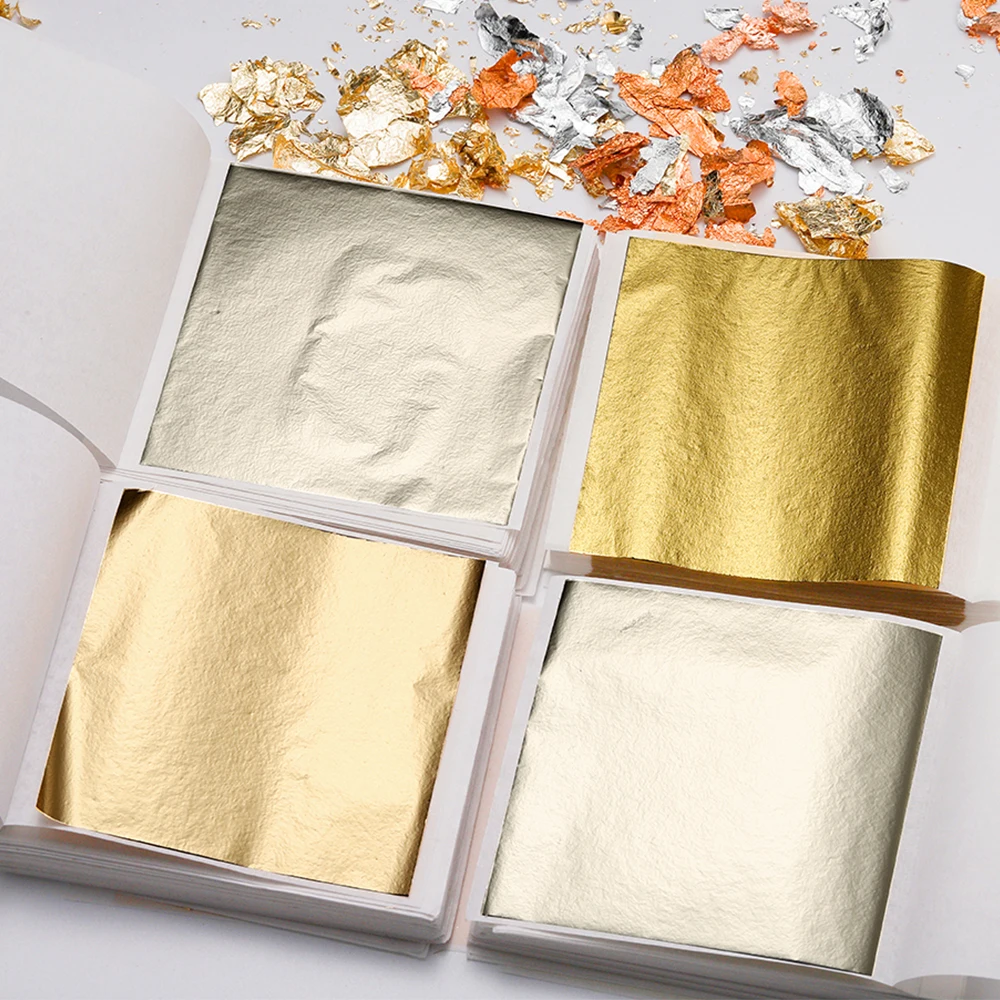 

100-200sheets Imitation Gold Foil Paper Leaf Gilding DIY Epoxy Resin Mold Jewelry Making Filling Decorate Resin Crafts Tool NONE