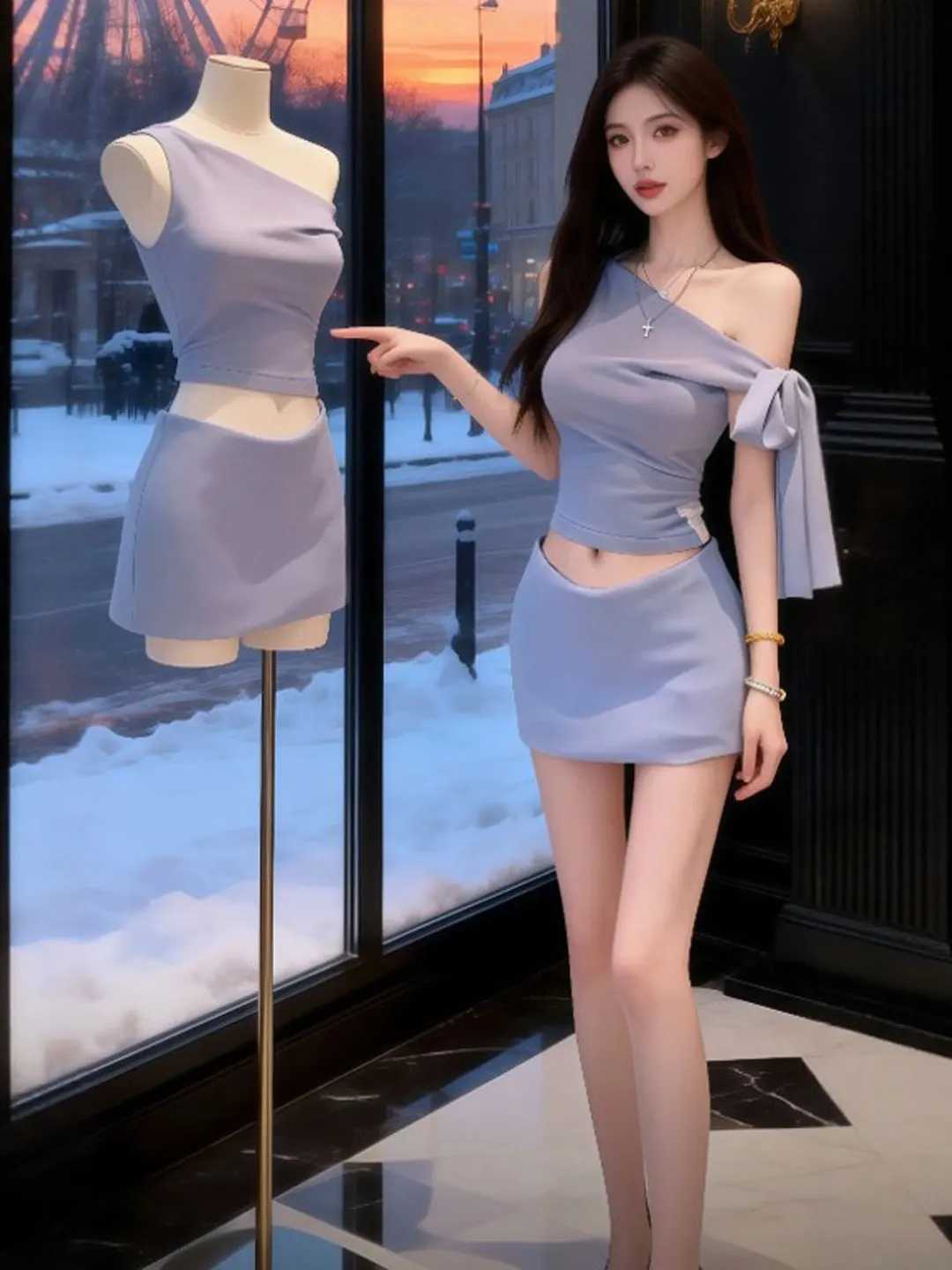 

Unique Pure Desire Sle Off-oulder Top And f Skirt Two-Piece Set Anti-Aging Whole Outfit Spring 2026 Faion Set for Women