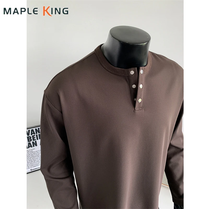 Henry colarinho pulôver hoodies homens outono primavera manga comprida homem casual t camisas moletom plus size moda de luxo streetwear