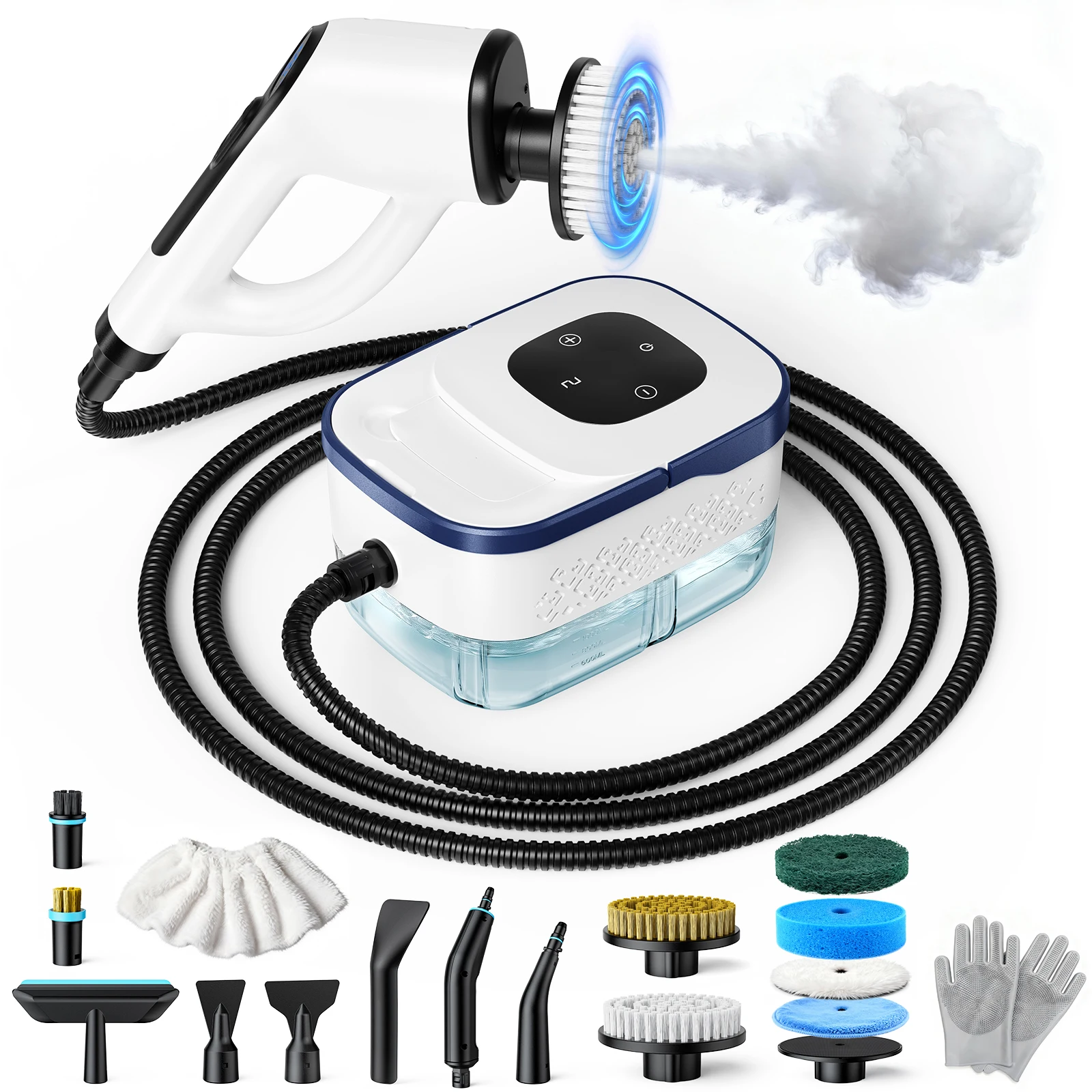 White Color Deep Cleaning Handheld Steam Cleaner With 1.25L Large Tank Multi-Surface for Kitchen Bathroom