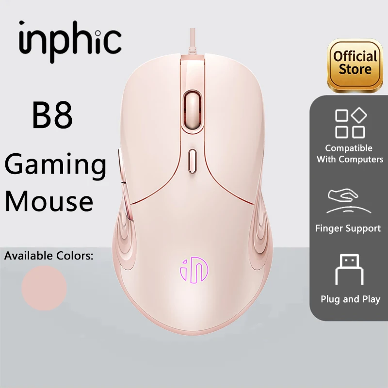 Inphic B8 Wired Silent Mouse Exquisite High-Value Girls Exclusive Mouse Color Breathing Light Effect PC Laptop Universal