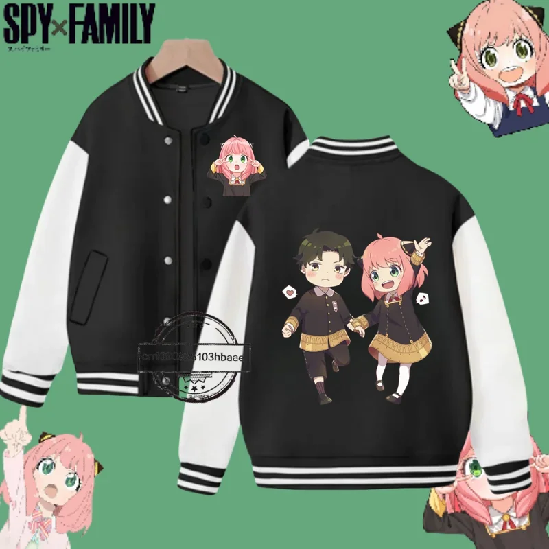 Spy X Family płaszcz jesienno-zimowy 1-14 lat nadruk kreskówkowy dziecięcy strój baseballowy moda chłopcy dziewczęta Kawaii Harajuku Casualjacket