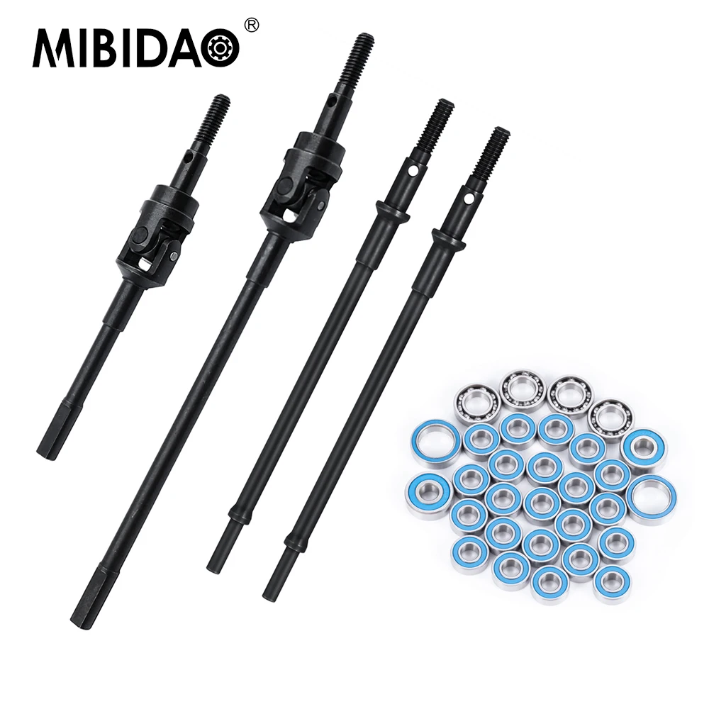 MIBIDAO Steel Front Rear Axle CVD / Metal Sealed Bearing Set for Axial SCX10 PRO AXI03028 1/10 RC Car Upgrade Parts Accessories