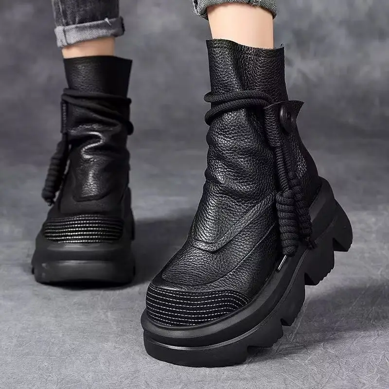 

Careaymade-100% британские женские ботильоны из натуральной коровьей кожи в стиле панк, женские осенне-весенние модные ботинки на плоской подошве, обувь