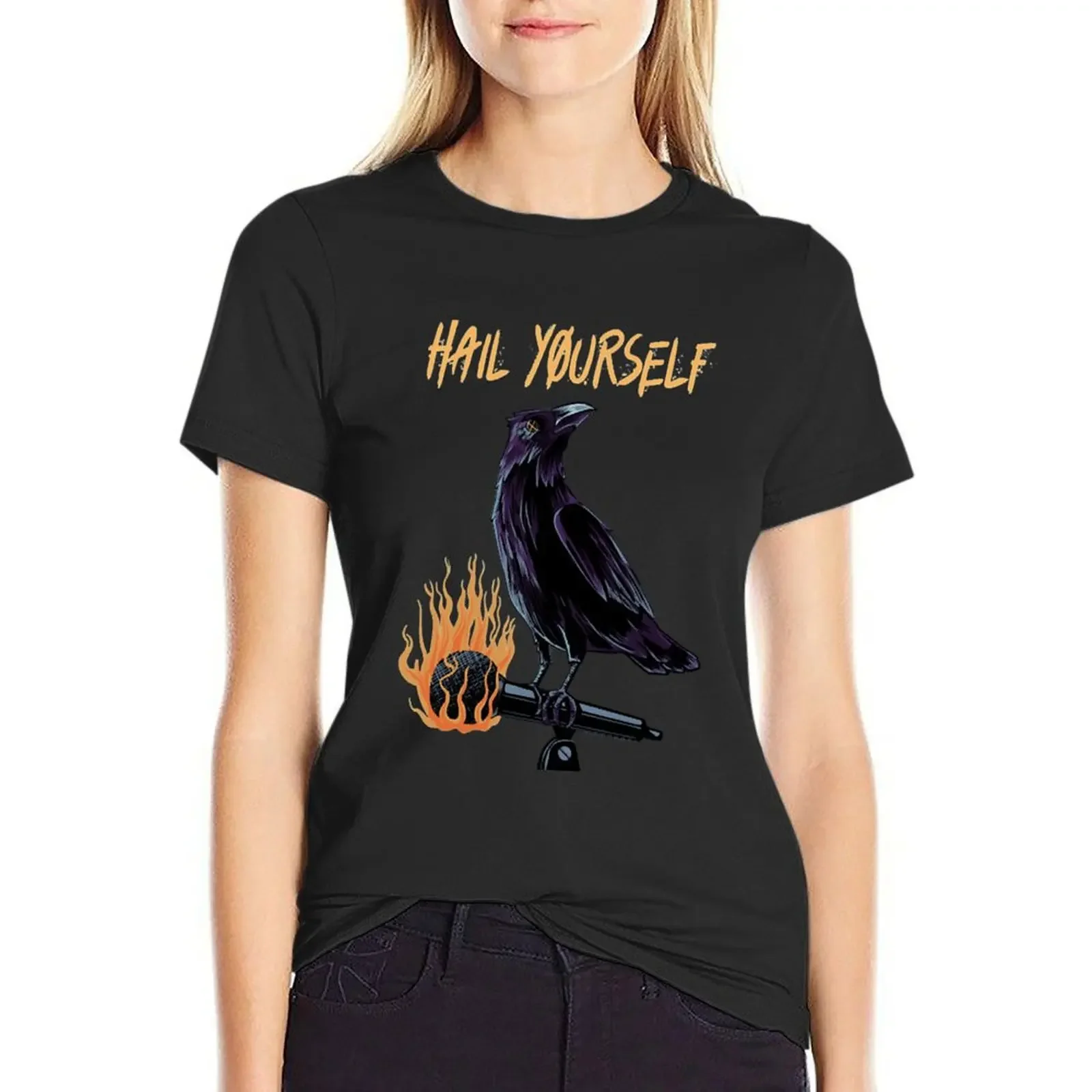 Hail Yourself Last Podcast on the Left Microphone Crow T-Shirt hippie clothes plus size tops clothes for woman