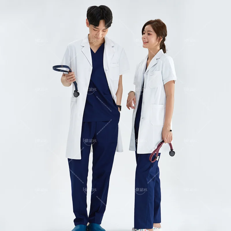 Silky Lab Coat Anti-static Princess Cut Consultation Midriff Coat Tab-Waist Women Men Uniforms Work Wear Pharmacy Robe M-501/701