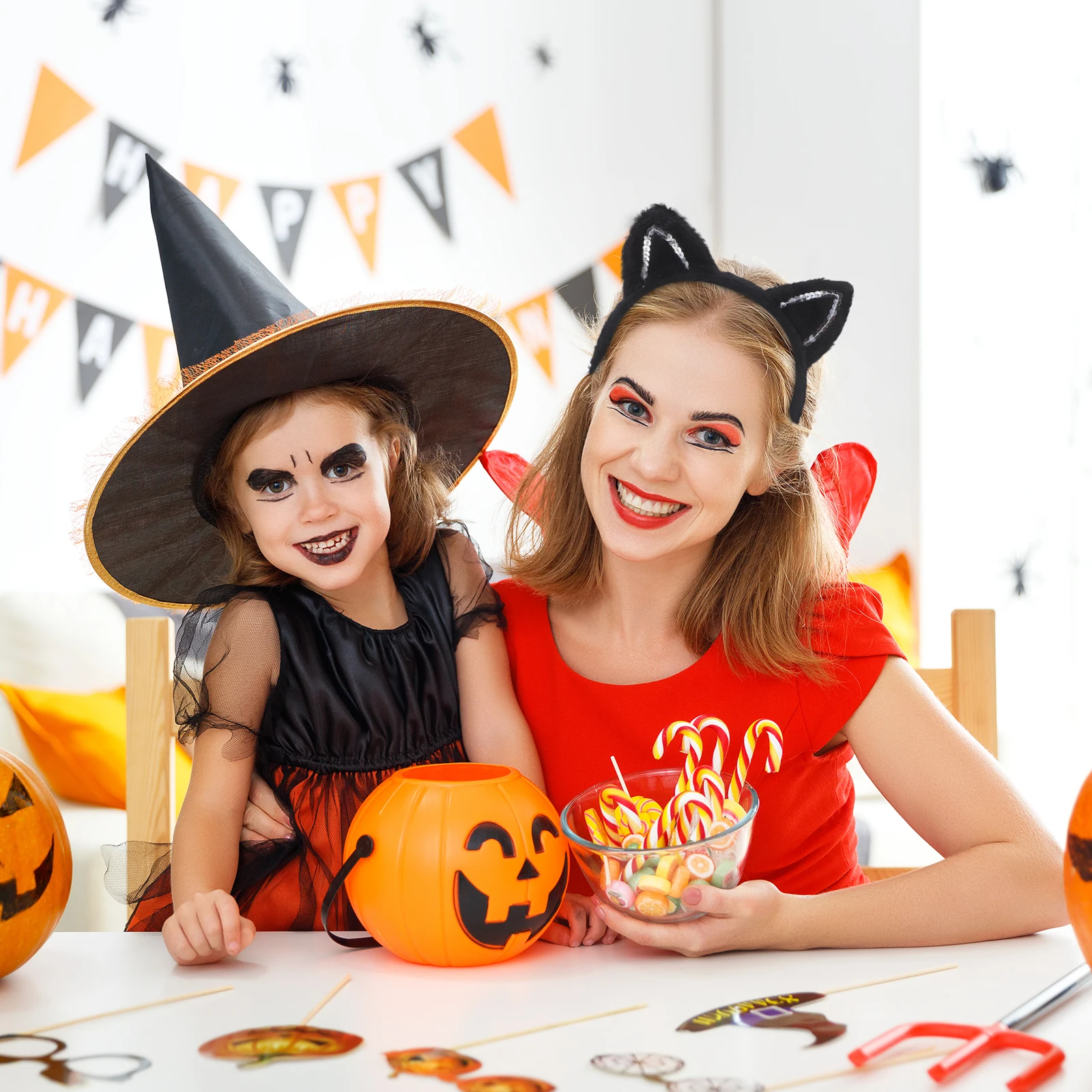 1 Juego de diadema con orejas, accesorios de disfraz de Halloween peludos y suaves para adultos, Cosplay, accesorio de cola, vestido